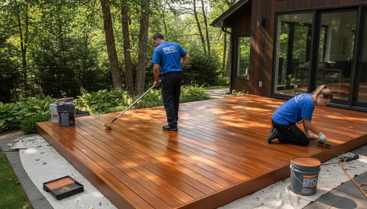 Deck staining service in Boulder, CO protecting and beautifying a wooden deck