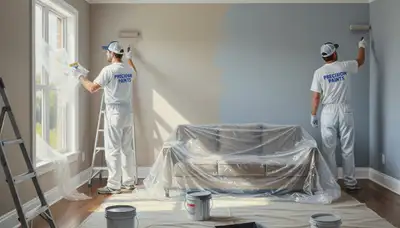 Boulder, CO interior house painting crew refreshing a living room with professional brushwork